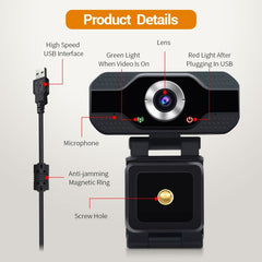 ESCAM PVR006 HD 1080P USB2.0 HD Webcam with Microphone for PC, PVR006