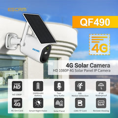 ESCAM QF490 HD 1080P 4G 3.8W Solar Panel IP Camera, EU Version, EU Version