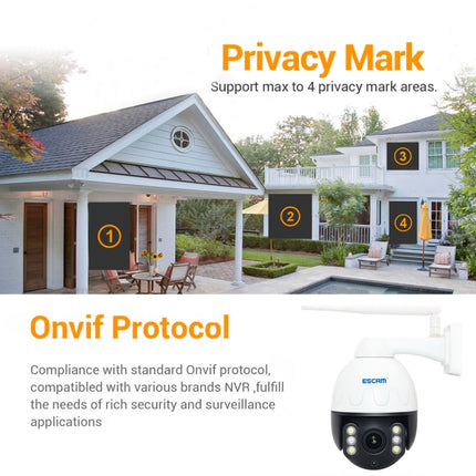 ESCAM Q5068 H.265 5MP Pan / Tilt / 4X Zoom WiFi Waterproof IP Camera, Support ONVIF Two Way Talk & Night Vision, AU Plug, EU Plug, AU Plug, UK Plug, US Plug
