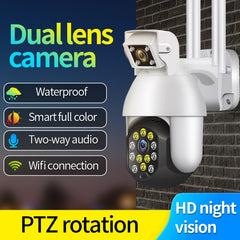 QX41 1080P 2.0MP Dual Lens IP66 Waterproof Panoramic PTZ WIFI Camera, Support Day and Night Full Color & Two-way Voice Intercom & Smart Alarm & Video Playback & 128GB TF Card, AU Plug, QX41