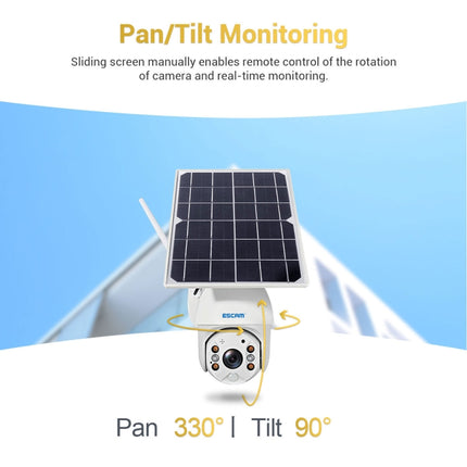 ESCAM QF280 HD 1080P IP66 Waterproof WiFi Solar Panel PT IP Camera without Battery, Support Night Vision / Motion Detection / TF Card / Two Way Audio, without Battery