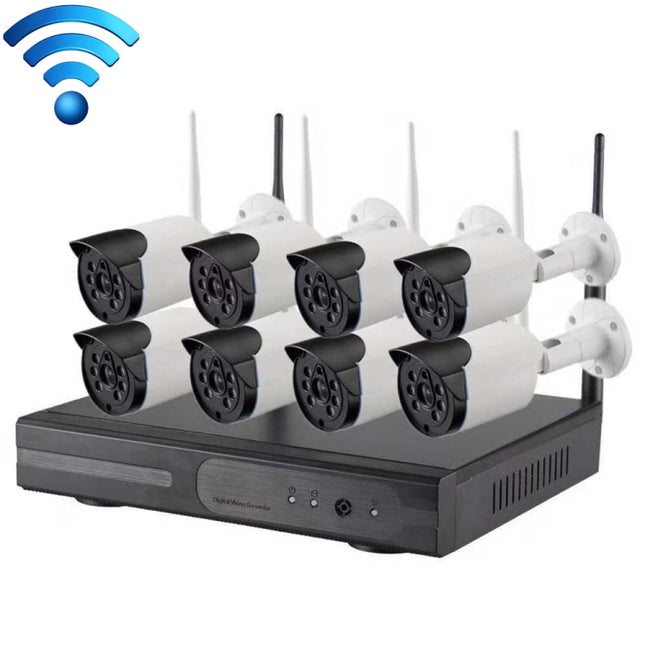 8CH HD 720P 1.0 Mega Pixel 2.4GHz WiFi IP Bullet Camera + NVR Kit