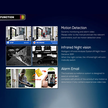 A8B3 / Kit 8CH 1080N Surveillance DVR System and 720P 1.0MP HD Weatherproof Bullet Camera, Support Infrared Night Vision & P2P & Phone Remote Monitor, A8B3 / Kit 8CH White