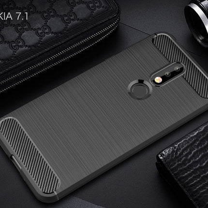Brushed Texture Carbon Fiber Soft TPU Case for Nokia 7.1