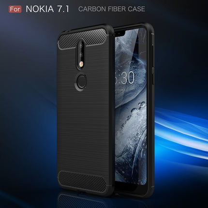 Brushed Texture Carbon Fiber Soft TPU Case for Nokia 7.1