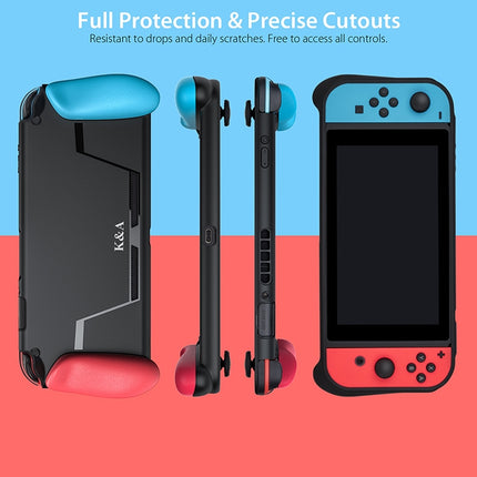 TPU Shell Handle Grip with Game Card Slot Anti-Shock Cover Silicone Case for Nintendo Switch, with Logo, TPU Shell  with Logo