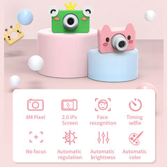 D9 8.0 Mega Pixel Lens Fashion Thin and Light Mini Digital Sport Camera with 2.0 inch Screen & Bear Shape Protective Case & 32G Memory for Children, Pig, Frog, Elk, Giraffe, Sheep, Rabbit, Bear