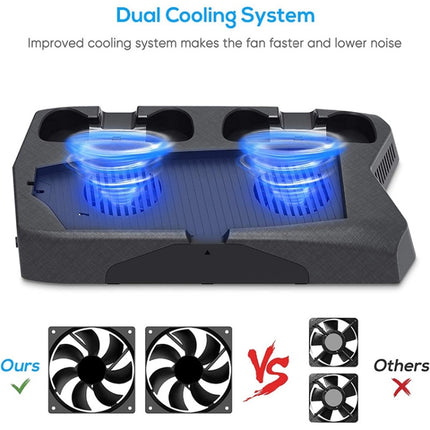 KJH P5-010-2 Multi-function Charging Cooling Fan Base with Storage Tray Bracket For PS5 De / UHD, KJH P5-010-2