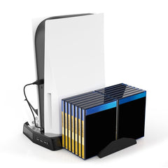 KJH P5-010-2 Multi-function Charging Cooling Fan Base with Storage Tray Bracket For PS5 De / UHD, KJH P5-010-2