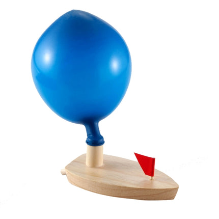 Baby Toys Wooden Balloon Boat Balloon Powered Boat Child Wooden Bath Toys, Wooden Balloon Boat
