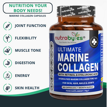 Marine Collagen Capsules with Vitamin C and Hyaluronic Acid (30 Days)