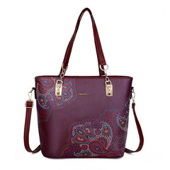 6/Piece Set Mother Handbag Vintage Tote Bags Printed High Quality Women's Bag Trend One Shoulder Crossbody Women Handbags Purse