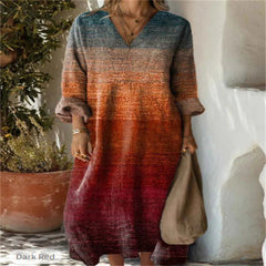 Women's Printed Plus Size Loose Long Sleeve Dress