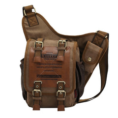 KAUKKO FH03 Retro Style Men Canvas Crossbody Bag Messenger Bag Outdoors Hiking Camping Bag, Size: 26 x 21 x 9 cm