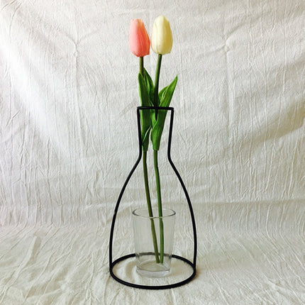 Black Iron Flower Vase Frame Plant Holder, Decorating Indoor Cafe Home, Size: 15cm x 20cm