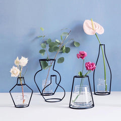 Black Iron Flower Vase Frame Plant Holder, Decorating Indoor Cafe Home, Size: 15cm x 20cm