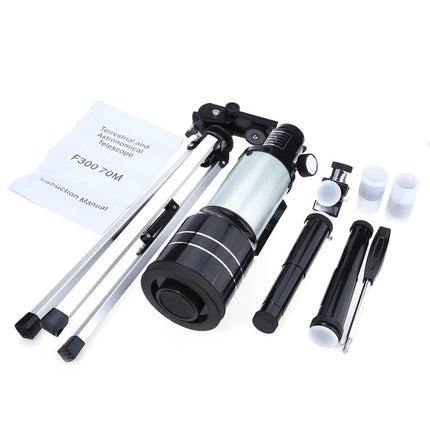 F30070M Portable Professional High Definition High Times Espace Astronomical Telescope Spotting Scope with Tripod(Silver)