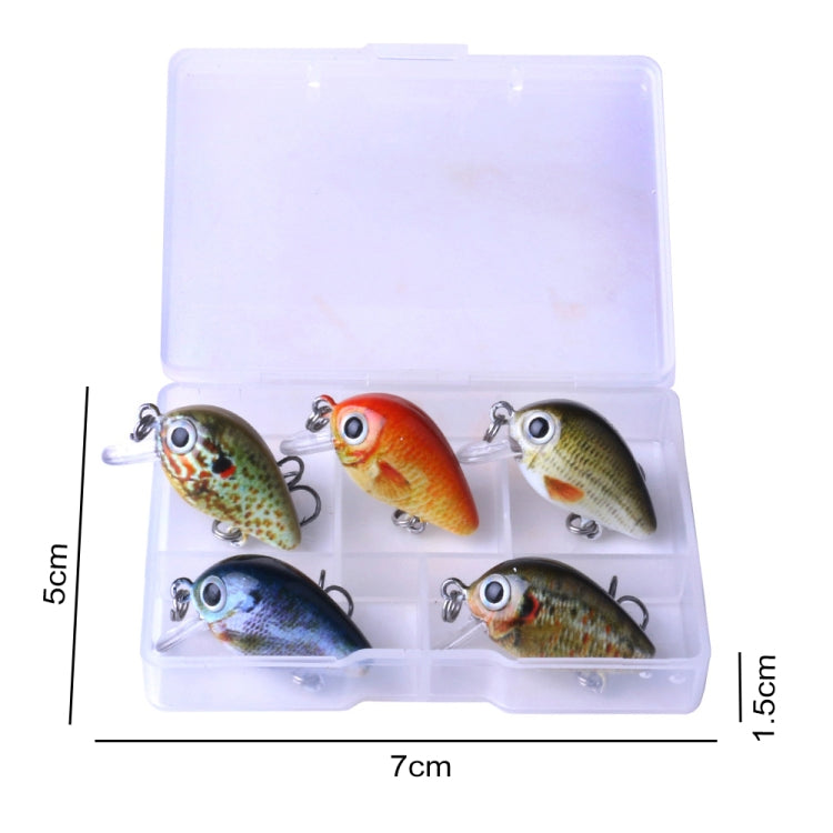 HENGJIA 5 PCS 2.7cm/1.5g Luya Rock Fishing Lures Bait Bionic Kit with Plastic Box, Box008