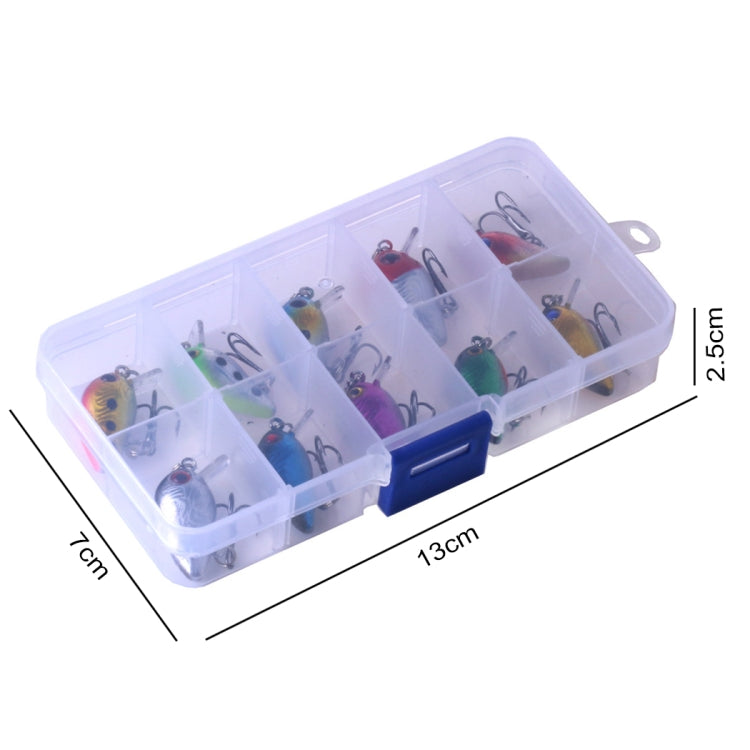 HENGJIA 10 PCS 3cm/1.5g Luya Rock Fishing Lures Bait Bionic Kit with Plastic Box, Box014