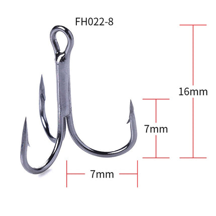 HENGJIA 20 PCS Classic Black High Carbon Steel Fishing Three-jaw Treble Hooks