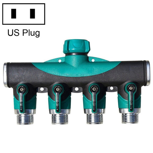 4 In 1 Multi-function Garden Water Sprinklers Lawn Irrigation Valve Water Dividing Controller Water Pipe Shunt, US Plug, US Plug