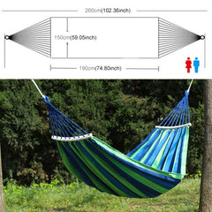 Outdoor Rollover-resistant Double Person Canvas Hammock Portable Beach Swing Bed with Wooden Sticks, Size: 190 x 150cm, Size: 190 x 150cm(Blue), Size:190 x 150cm(Red)