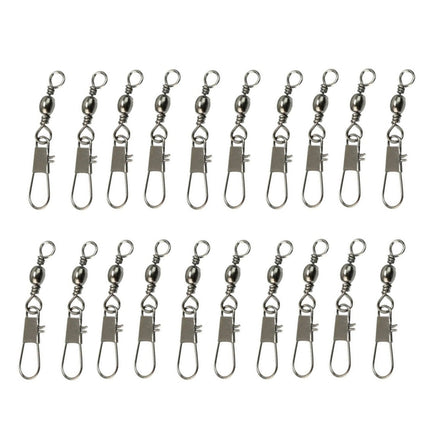 20pcs 8# 3.5cm Fishing Connectors Barrel Swivel with Safety Snap Ring