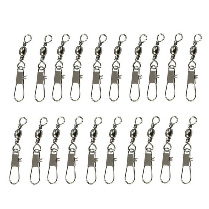 20pcs 8# 3.5cm Fishing Connectors Barrel Swivel with Safety Snap Ring, 20pcs 8# 3.5cm