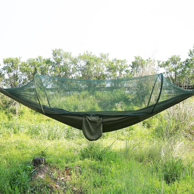 Portable Outdoor Camping Full-automatic Nylon Parachute Hammock with Mosquito Nets, Size : 250 x 120cm, 250x120cm Orange, 250x120cm Blue, 250x120cm Green, 250x120cm Pink Blue, 250x120cm Dark Green, 250x120cm Dark Blue, 250x120cm Black������������������...