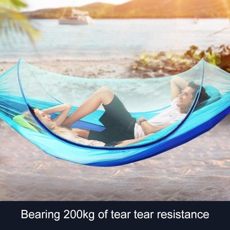 Portable Outdoor Camping Full-automatic Nylon Parachute Hammock with Mosquito Nets, Size : 250 x 120cm, 250x120cm Orange, 250x120cm Blue, 250x120cm Green, 250x120cm Pink Blue, 250x120cm Dark Green, 250x120cm Dark Blue, 250x120cm Black������������������...