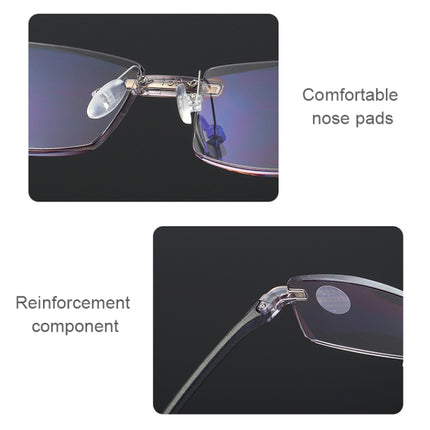Rimless Anti Blue-ray Blue Film Lenses Presbyopic Glasses, +2.00D, +2.00D