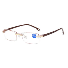 Rimless Anti Blue-ray Blue Film Lenses Presbyopic Glasses, +2.50D, +2.50D