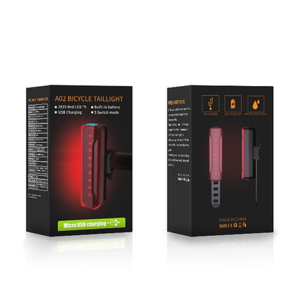 A02 Bicycle Taillight Bicycle Riding Motorcycle Electric Car LED Mountain Bike USB Charging Safety Warning Light (6 Hours, Plastic Bag), 6 Hours,  Plastic Bag