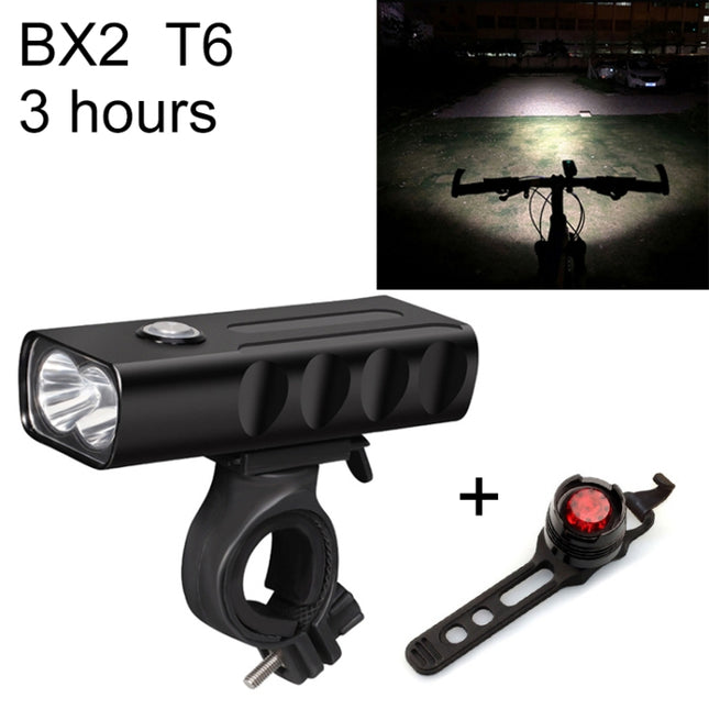 BX2 USB Charging Bicycle Light Front Handlebar Led Light (3 Hours, T6+Gem Lamp), 3 Hours, T6+Gem Lamp