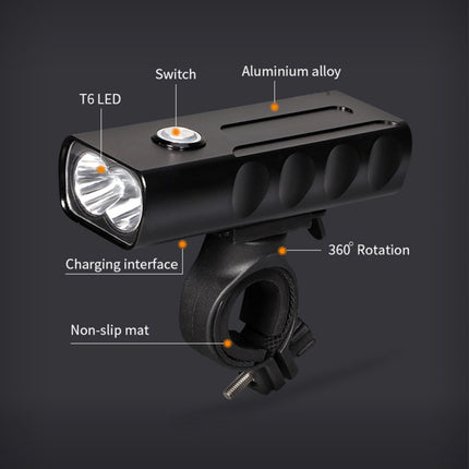 BX2 USB Charging Bicycle Light Front Handlebar Led Light (3 Hours, T6+Gem Lamp), 3 Hours, T6+Gem Lamp