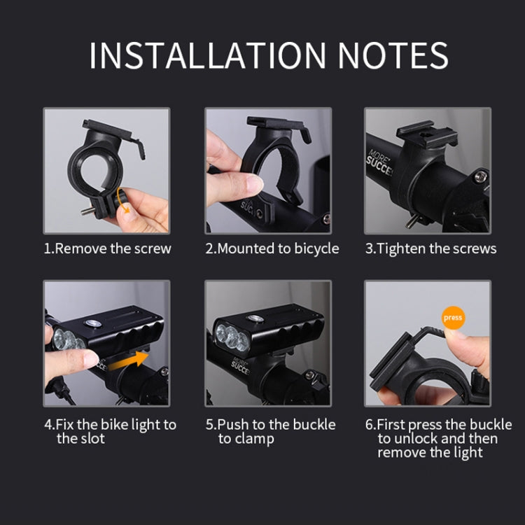 BX3 USB Charging Bicycle Light Front Handlebar Led Light (10 Hours, T6+A02 Lamp), 10 Hours, T6+A02 Lamp