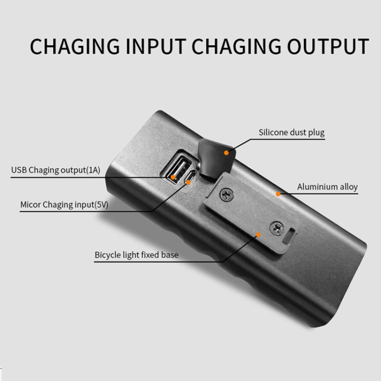 BX3 USB Charging Bicycle Light Front Handlebar Led Light (10 Hours, T6+A02 Lamp), 10 Hours, T6+A02 Lamp