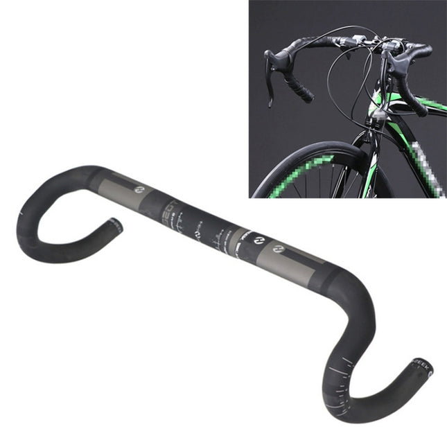TOSEEK Full Carbon Fiber Road Bike Bent Handlebar Groove Outside Line Handle, Size: 440mm (UD Black), 440mm