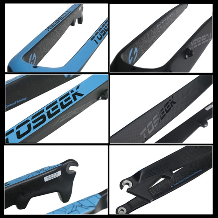 TOSEEK Ultra Light 27.5 Inch 405mm Mountain Bike Full Carbon Front Fork Straight Head Tube Disc Brake, 27.5 Inch 405mm