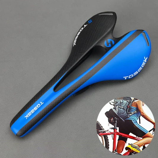 TOSEEK Road Bike Carbon Fiber Seat Bicycle Hollow Seat Saddle, 3K Texture + Extinction, Extinction(Blue), Extinction(White)