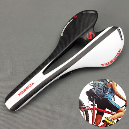 TOSEEK Road Bike Carbon Fiber Seat Bicycle Hollow Seat Saddle, 3K Texture + Extinction, Extinction(Red), Extinction(White), Extinction(Yellow), Extinction(Orange), Extinction(Blue)