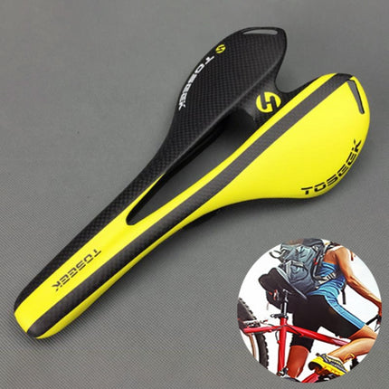 TOSEEK Road Bike Carbon Fiber Seat Bicycle Hollow Seat Saddle, 3K Texture + Extinction, Extinction(Red), Extinction(White), Extinction(Yellow), Extinction(Orange), Extinction(Blue)