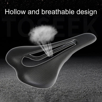 TOSEEK Road Bike Carbon Fiber Seat Bicycle Hollow Seat Saddle, 3K Texture + Extinction