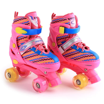 Children Full-flash White Double-row Roller Skates Skating Shoes, Double Row Wheel, Size : M