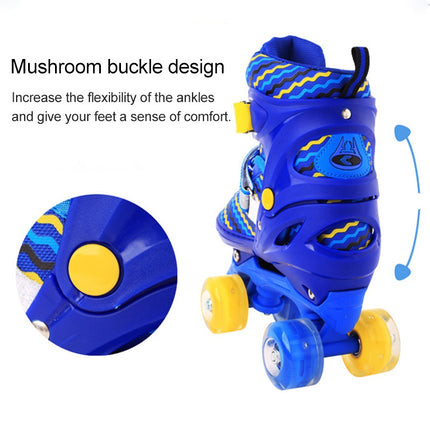 Children Full-flash White Double-row Roller Skates Skating Shoes, Double Row Wheel, Size : M