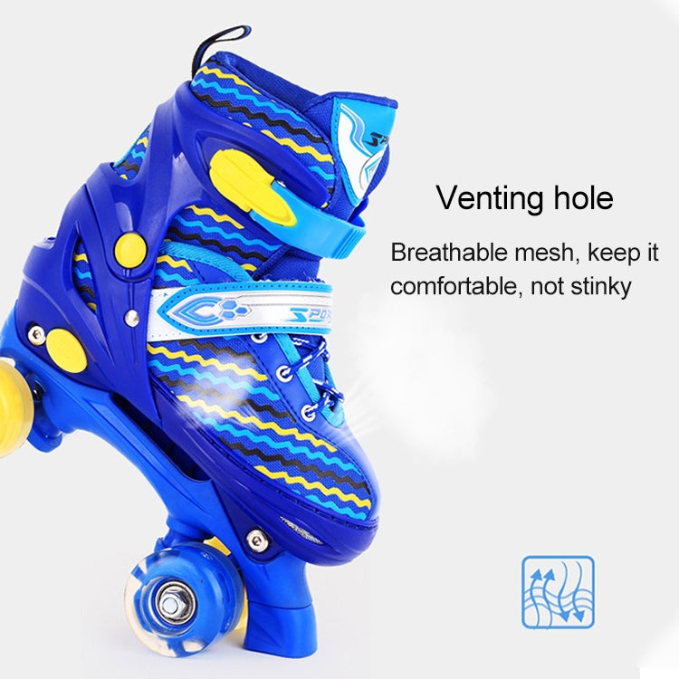 Children Full-flash White Double-row Roller Skates Skating Shoes, Double Row Wheel, Size : M