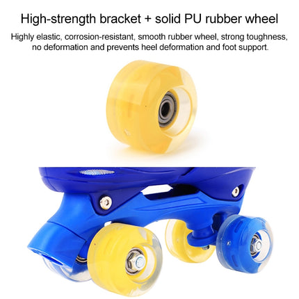 Children Full-flash White Double-row Roller Skates Skating Shoes, Double Row Wheel, Size : M