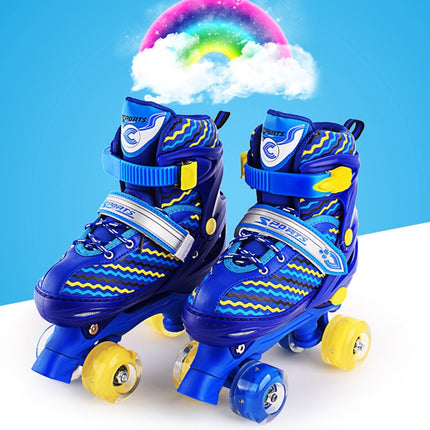 Children Full-flash White Double-row Roller Skates Skating Shoes, Double Row Wheel, Size : M