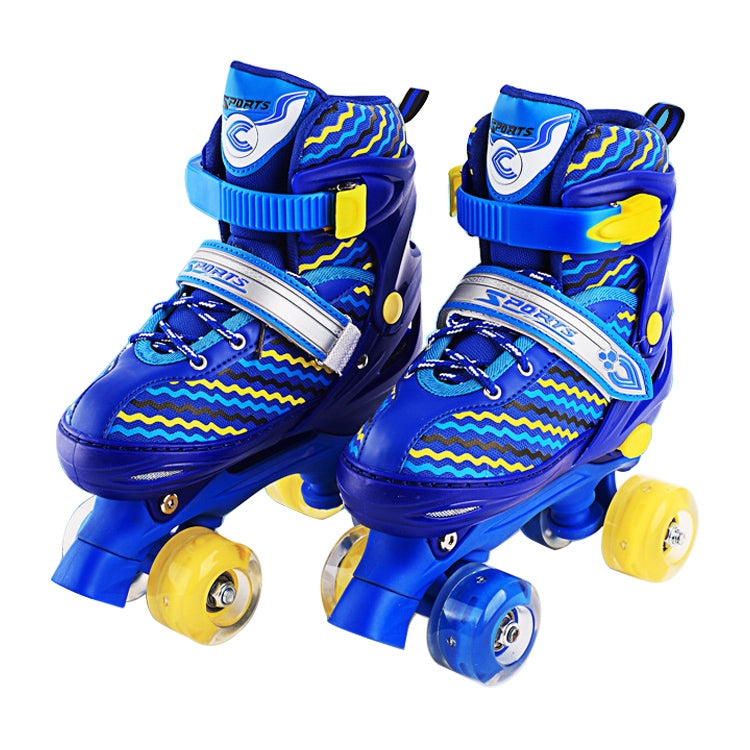 Children Full-flash White Double-row Roller Skates Skating Shoes, Double Row Wheel, Size : M