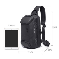 BANGE Men Security USB Chest Bag Portable Outdoor Shoulder Bag, Shoulder Bag, Outdoor Shoulder Bag